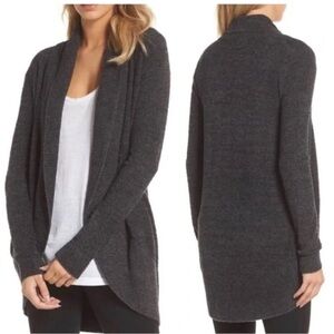 Barefoot Dreams Cozy Chic light knit Circle Cardigan Carbon/Black Heather small